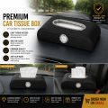 Car Tissue Box with Clock Black. 