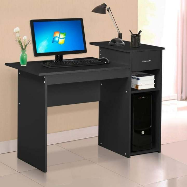 High Gloss Study Computer Desk Home Office Workstation Laptop Table With Drawer  And PC Cabinet(Customized)