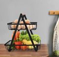 Kitchen Organizer/ Fruit Basket/ Vegetable Stand/ Kitchen Counter Rack In Black Color. 