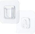 1 Pair - Self Adhesive Double Layer Wall Hooks, No Drill No Nail Double Sided Adhesive Wall Hooks. 