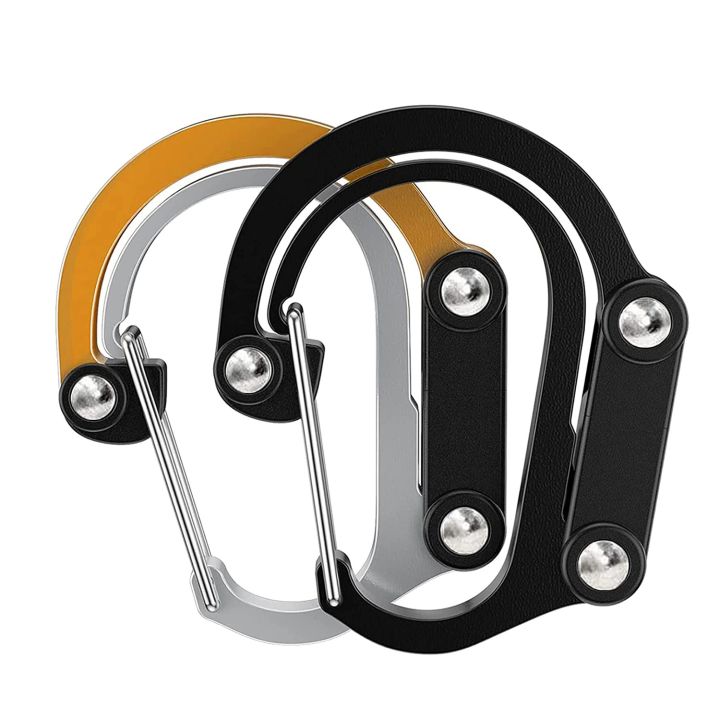 Carabiner Clip and Hook, 2 D-Ring Carabiners Clip, for Travel, Backpack, Leash and Key Chain