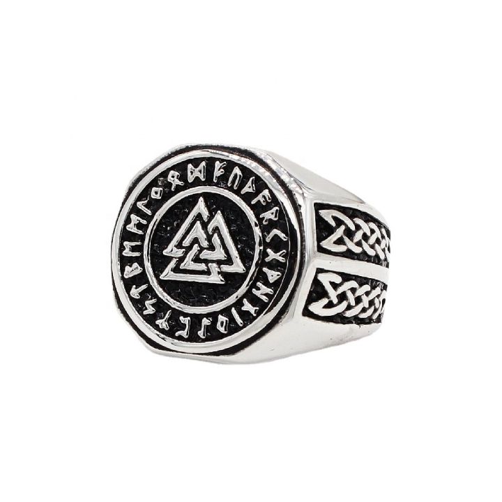 Celtic Viking Jewelry Stainless Steel North Viking Letters Triangle Symbol Vintage Ring For Men