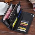 New Luxury Business Bifold Men's Leather Wallet With Zipper Pocket for Mobile and ATM Card Holder Slots Multifunctional Purse For Man Clutch Bag in Black and Brown. 