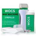 WOCS 4 In 1 Depilatory Wax Heater, Wax Roll On Heater, Wax Heater Depilatory Roll On Heater Waxing With Epilator Machine Cartridge Heater – With 2 Aloe Vera Wax Refills. 