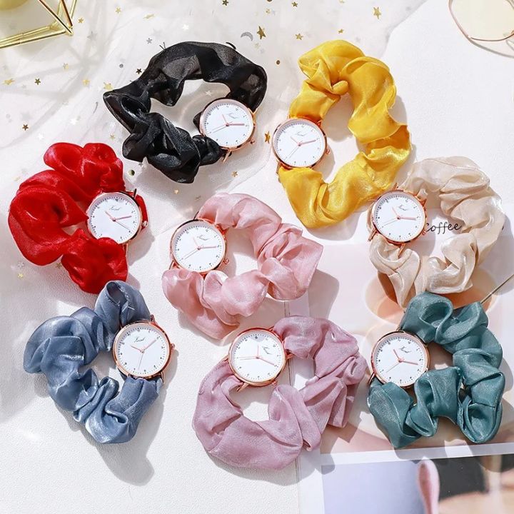 RINDMART Scrunchies Watch For Girls Ladies Cloth Wristwatch Fashion Women