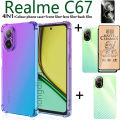 BLKNAIM 4-in-1 NEW For Realme C67 case Anti-fall Color phone case +Matte Ceramic Film +Carbon Fiber Back Film +Lens Film. 