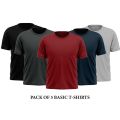 Pack of 5 Plain Half Sleeves T-shirt For Men. 