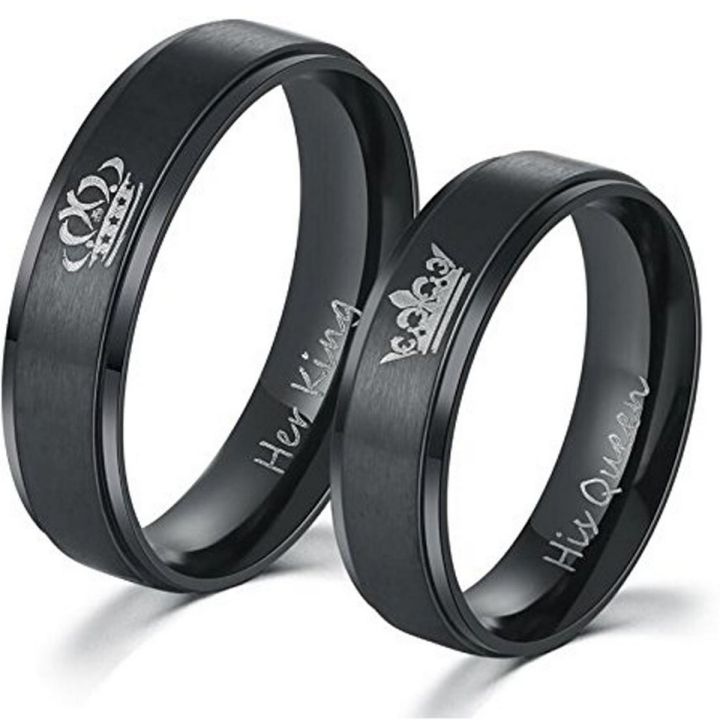 Personalized/Customized Ring -Engraved Black Ring For Couple