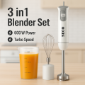 5 in 1 Hand Blender Machine 800W with Chopper Machine, Whisker, Coffee Beater, Glass - Stainless Steel Immersion Stick Blender with Turbo Mode, 20 Speeds Option - Egg Beater, Milk Frother, Meat Grinder, Juicer Blender Machine, Cake Mixer. 