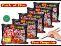 Korean ramen Hot Chicken Flavor Noodles Pack of 5 || Hot Chicken Noodles Family Pack 700 gram || Korean imported Ramen Noodle|| Stir fried instant Noodles. 