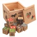 Alphabet Wooden Building Blocks Set With Storage Box Case Early Educational Toys, 27 Piece's ABC Wood Blocks. 