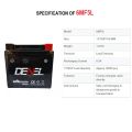 DENEL LIYANG MOTORCYCLE DRY BATTERY 5Ah/12V FOR HONDA CD70, CG125, CHINESE BIKES 70CC, ATV. 