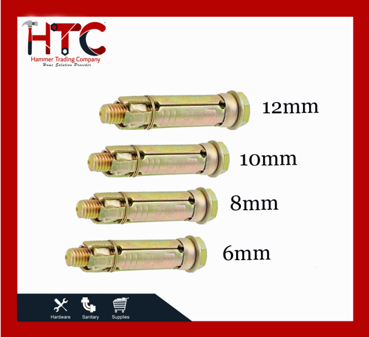 Rawal Bolt Fastener Rust-Proof Rawal bolt for Concrete Walls 6mm,8mm,10mm, 12mm Pack of 5Pcs