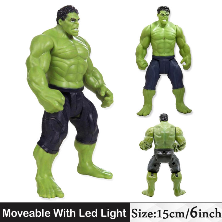 Hulk Avengers Marvel Superhero Action Figures Toys Movable Head Arms Legs and Knee With Led Light - Size 15cm / 6.0 inch