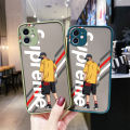 YIWESAN For iPhone 8 Case Side上 Square Edge New Design Phone Cases Pattern Silicone Casing Fashion Cool Masked Boy Full Cover Camera Frosted Transparent Hard Protection Shockproof Softcase. 