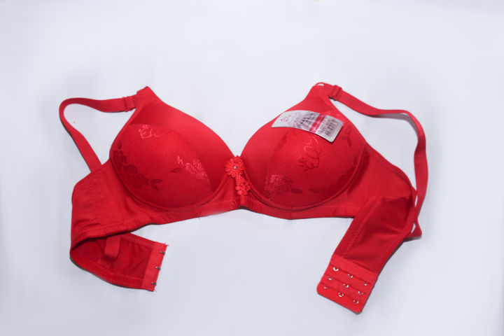 Pack of 1 imported double padded bra for womens new sexy pushup style brazzer- self print in half cup -bridal bra-soft and comfy adjustable straps 3 hooks in back size 32-44 multicolor