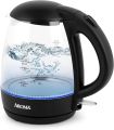 Aigostar Small Electric Kettle, 1.0L Black Glass Kettle Cordless, Compact Mini Clear Water Tea Kettle Fast Quiet Boil for Kitchen Bedroom Office, 2200W - Elfin 30A0Q. 