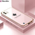 Jizetin (Free Lanyard) for Realme C11 2021 / C20 / C20A Cover Maple Leaf Luxury 6D Plating Soft Casing Silicone Square Frame Phone Case Shiny Bling Back Cover. 