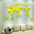 World Map Acrylic Solid Crystal Bedroom Wall With Living Room Classroom Stickers Office Decoration Ideas. 