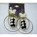 Fashion Imported Jewellery Silver Color Black and White Beads Butterfly Shape Drop Earrings for Girls Women - RC-IMP-ER-227. 