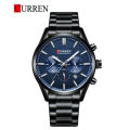 CURREN Chronograph Luminous Stainless Steel Chain Wrist Watch For Men With Brand Bag -8446. 