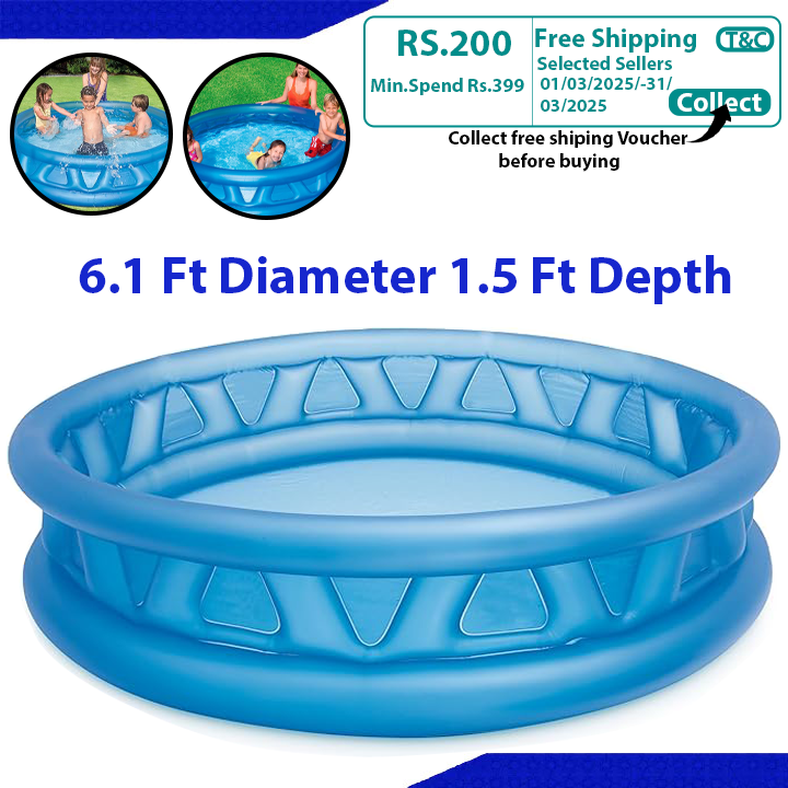 Intex Swimming Pool | Swimming pool for Kids | Best summer Gift | Best Quality Swimming pool | Import Quality | Inflatable Swimming Pool Length 6 Feet diameter  1.6 Feet Depth + FREE Air PumpModel (58431)