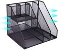Metal File Rack with Desk Organizer, Multifunctional Desk Organizer, Office, School Desk Organizer Set, Office Accessories, Office Table Accessories Set, Metal Mesh File Rack, Desk Organizer Set, Metal Mesh Office Desk Organizer (1 Pcs). 