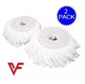 Pack of 2 Pcs Practical Round Rotate 360 Degree Micro Fiber Mop White Refill Cotton Head. 