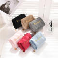 Makeup Bag Cosmetics Storage Bag Velvet Zipper Hand Bag Korean Double-Layer Bag Large Capacity Bag. 