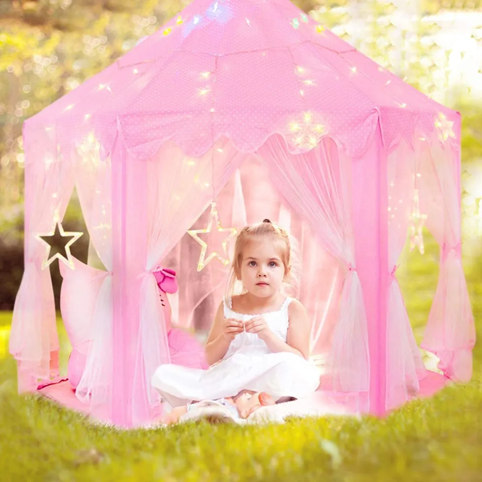 Princess Castle With LightsLittle Girls Play Tent Outdoor Indoor Game Kid  Playhouse Toys