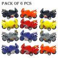 FunBlast 06 Pcs Plastic Mini Motor Bike Toy Play Set for Boys,Girls,Kids – Multicolor. 