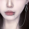 Cool Fake Piercing Lip Clip Earring Punk Chain Linked Earrings Hinged Lip Ring STARLITE. 