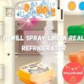 Mini Dollhouse Fridge Miniature Refrigerator Mini Fridge with Toy Food, Lights, Music and Toy Fruits - Realistic Kitchen Appliances for Pretend Play (Mini Refrigerator),Mini Toy Refrigerator with Light and Sound for Children. 
