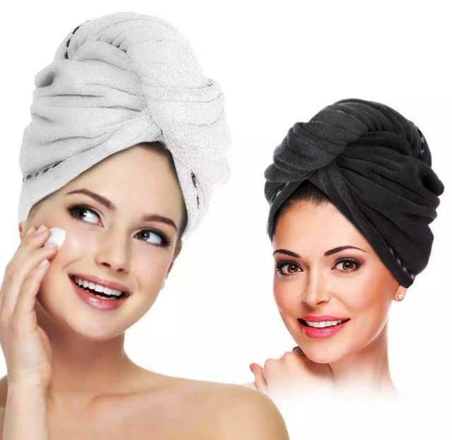 Single piece 100% Cotton Turbby Hair Dryer Cap Towel - Hair Wrap Towel - Randomly
