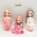 High Quality 3pcs 17cm Set Bendable Joints Doll For Girls/ Mini 3D Eye Dolls Cute Dress Up & Accessories BJD Doll with Gift Box/ 12 to 15 Moveable Joints Cute Dresses Perfect For Gifting. 