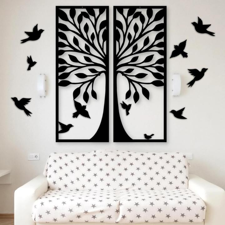 Wooden Olive Tree Wall Art Decoration 2 Pieces Black Quality Gift Ideas Modern Nature Home Office Living Room Bedroom Kitchen New Nordic Style Creative Stylish Adornment Beautiful Cute Painting Souvenir Luxury