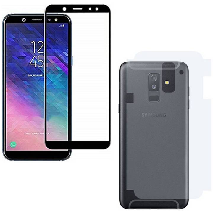 Samsung Galaxy A6 Plus Glass Protector 9D|5D|6D|10D|11D|21D Black Tempered Glass Screen Protector Full Glue Edge To Edge + Back Matte Protector Soft Skin Sheet Soft Film Protection For Samsung Galaxy A6 Plus