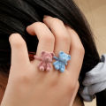 Vintage Flocking Bear Rings -Women Girls Kids Kawaii Geometric Adjustable Plush Animal Finger Open Rings -Trendy Jewelry Gift. 