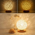Romantic Night Light Creative INS Wind Starry Table lamp Bedroom Bedside lamp Fantasy Rattan Ball Moon Light (Light Yellow). 