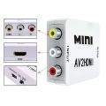 Mini AV2HDMI RCA AV HDMI CVBS to HDMI Converter Box AV to HDMI Video Adapter for HDTV TV PC DVD Xbox Projector, 1080P AV to HDMI Adapter Converter RCA 2 HDMI Composite Audio Video Cable CVBS AV Adapter Box for HDTV TV PC DVD Xbox Projector. 