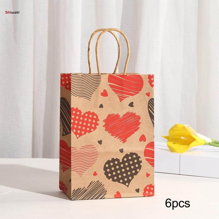 6Pcs Valentine's Day Gift Bag Durable Valentines Day Gifts for Her Handbag for Presents Party Favors