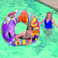 Bestway 36125 Pool Beach Inflatable Rubber Ring, Swimming Float With Pop-art Design, Multi-colour Tube For Adults_ & Kids Round Inflatable Pool Floating Circle for Training Water Fun & Game enjoyment. 
