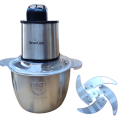 Portable 3 Litre 6 Titanium Blades Stainless Steel Electric Meat Grinder / Chopper / Mincer 4  / 6 Blades Silver Crest 2 in 1 1000 watts with Mixer Kolax / Silver Crest/ GSNational. 
