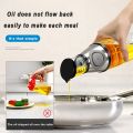 Premium Glass Oil and Vinegar Dispenser, Kitchen Oil Pourer, Clear Glass Oil Bottle with Scale, 500ml. 