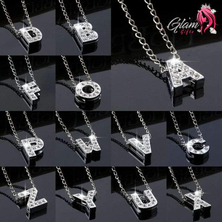 Silver Stainless Steel Alphabet Necklace/Locket/Pendants for Girls & Women with Chain - A to Z Your Name Alphabets