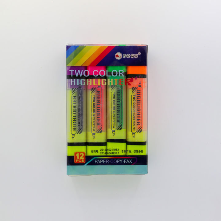 Paper Copy Fax Two colour Highlighter Double sided | DUAL SIDED / Double sided highlighter Marker in different colors | Double Sided Highlighter Marker | Unique Highlighter Marker For Marking (Random Colour) For Students Markers for school and colleges.