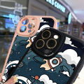 Jizetin for Redmi 10C Back Cover Cloud Astronaut Lambskin Texture PU Leather Back For Girls Boys Soft Phone Case. 