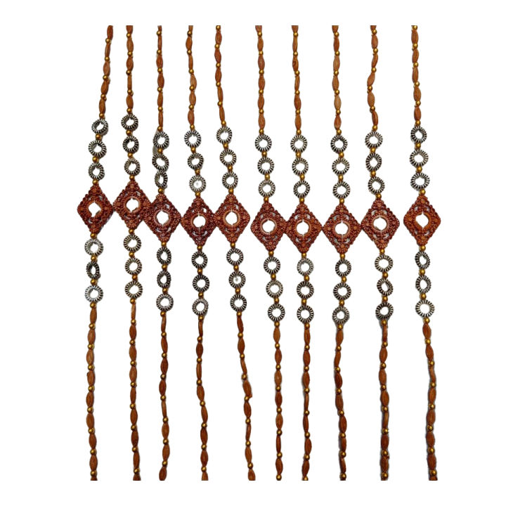 Pack of 10 beautifull string beads curtain - Door curtain - White and brown blinds curtain - Tassel beads curtain - 10 Rows glass beads curtain - Crystal curtain - Moti parda set