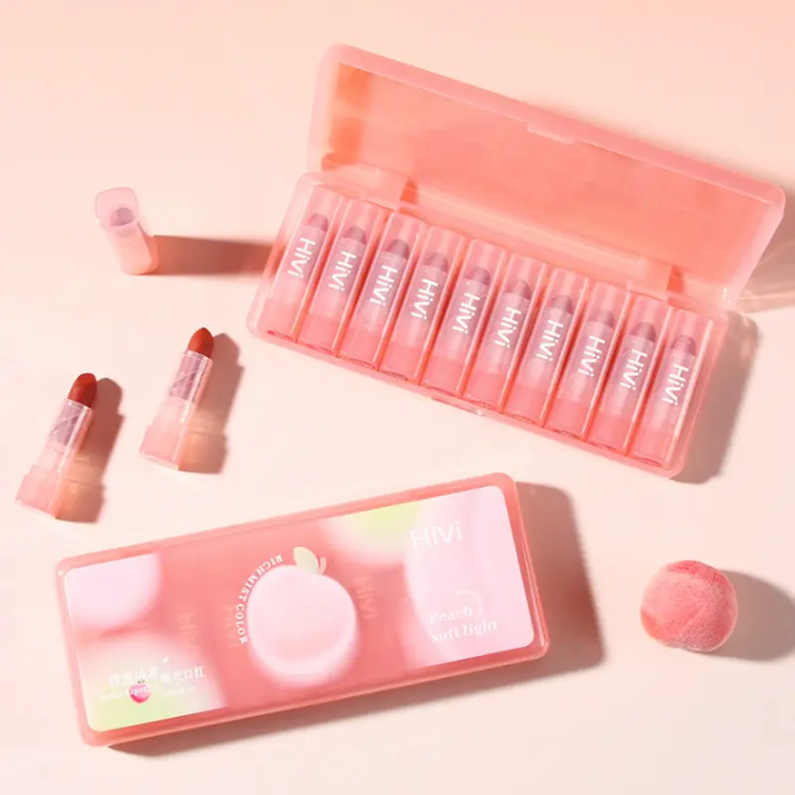 Hivi%2010%20Pcs%20Peach%20Lipstick%20Matte%20Long%20Lasting%20Moisturizing%20Makeup%20Lipstick%20Set%20Natural%20Lipstick%20For%20Girls%2010%20Color%20Makeup%20Set%20Lipstick%20Set%20-%20Image%203