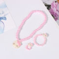 3Pcs Hello Kitty Pearl Necklace Bracelet Ring Suit Kawaii Cute Cartoon Anime Jewelry Birthday Gifts Toys For Girls Toys MIRRORRR. 